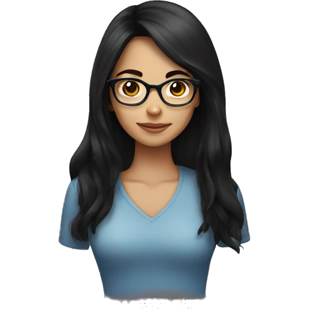 a brunette girl with glasses and long black hair emoji