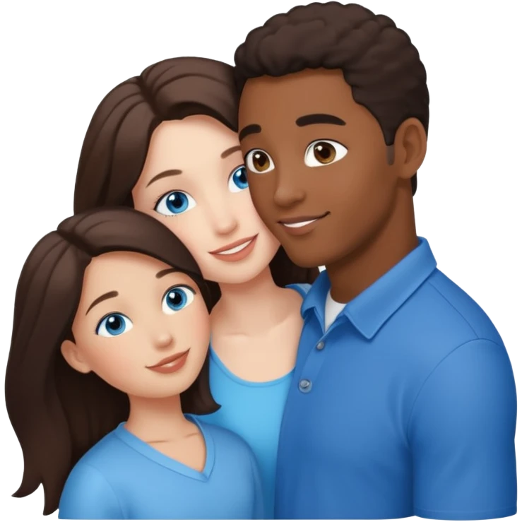 Interracial couple kissing girl has blue eyes  emoji