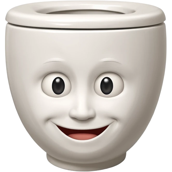 a human head, often with a distorted, grinning expression, emerging from a white, black, or gray toilet bowl emoji