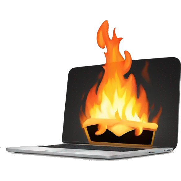 Laptop on fire emoji
