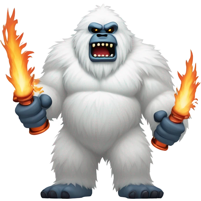 Yeti holding flamethrower emoji