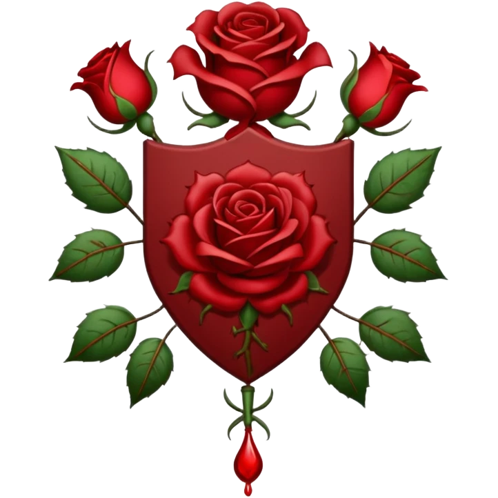 brasão sangrando medieval rosa de sangue vermelha emoji