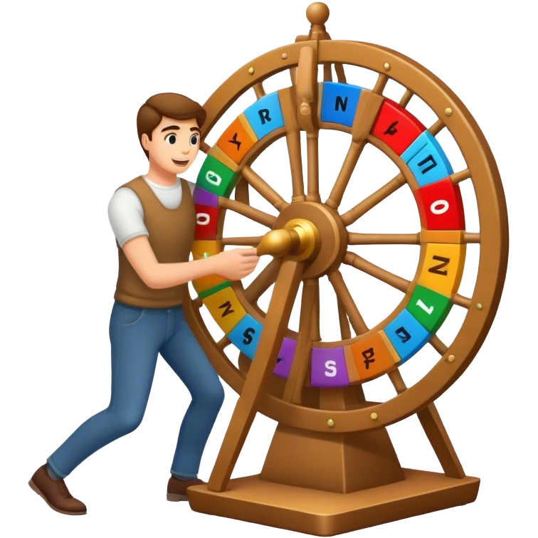 a man spinning the wheel of names emoji