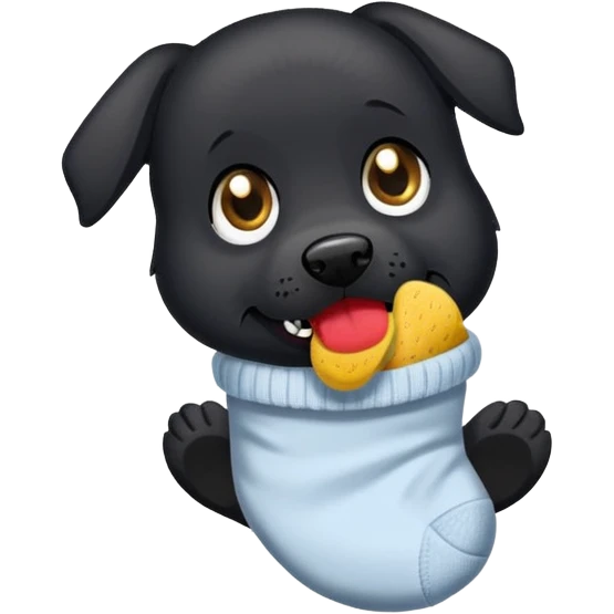 Black dog eating sock emoji