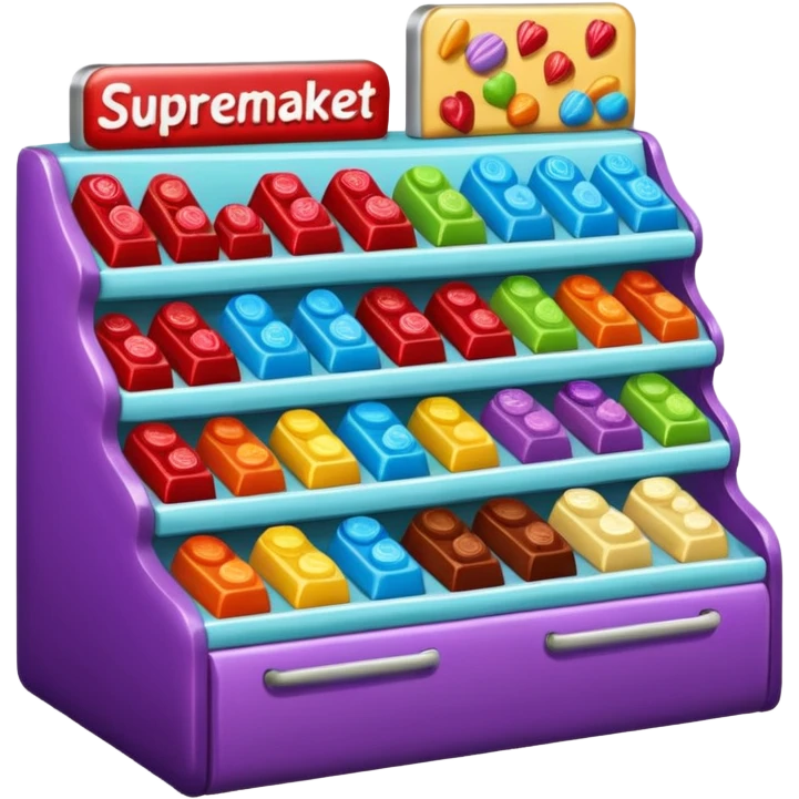 supermarket stand with chocolates and sweets emoji
