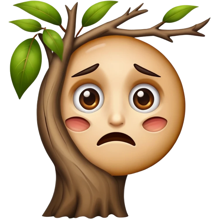 Can you create  an iPhone emoji with a tree branch in one of its eyes and a look of pain

 emoji