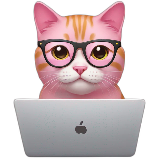 pink british cat with glasses and the laptop emoji