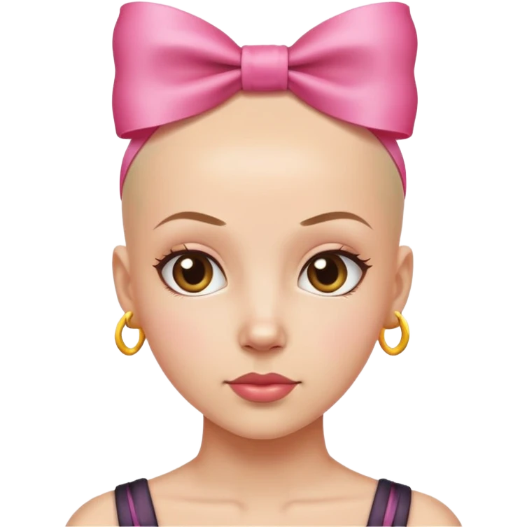 Bald girl with a bow emoji