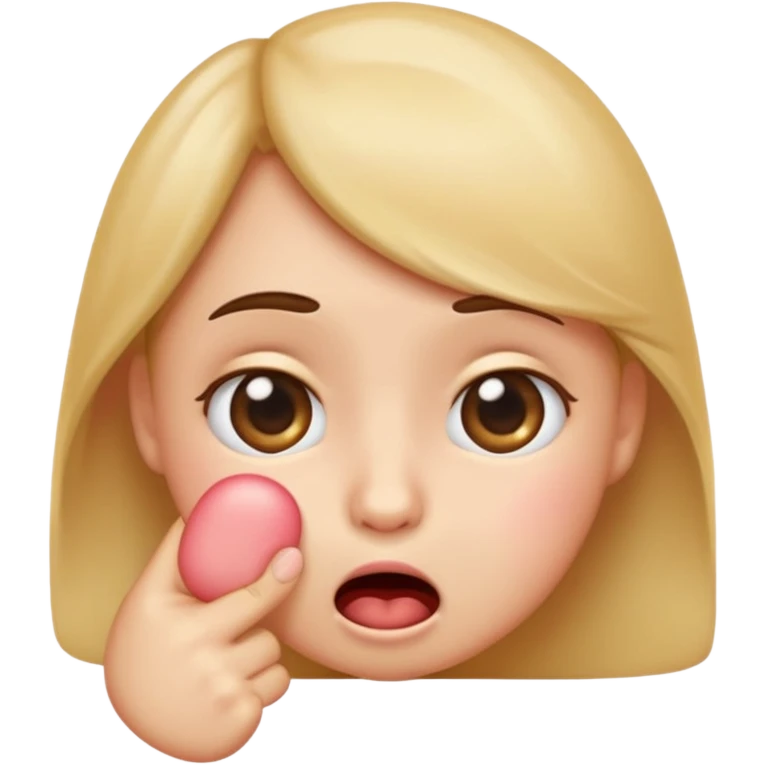 A cute emoji of a shy face biting its index finger, showing embarrassment or flustered feeling. Blushing cheeks, big shiny eyes, small mouth gently biting the finger. emoji