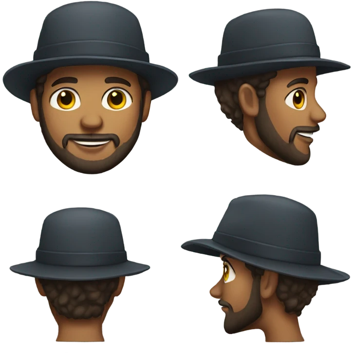 male portrait with beard hat emoji