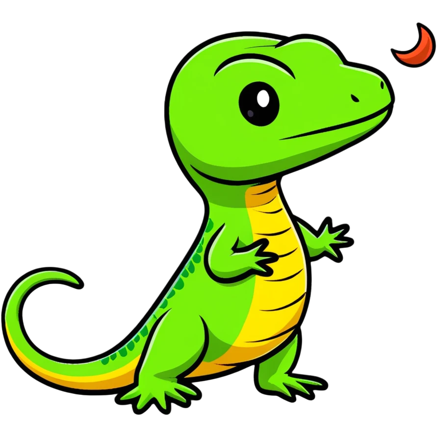 hungry lizard, cartoonish sticker style emoji