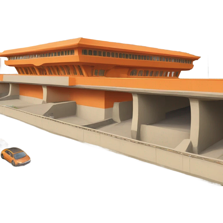 Orange ashram under a highway overpass  emoji