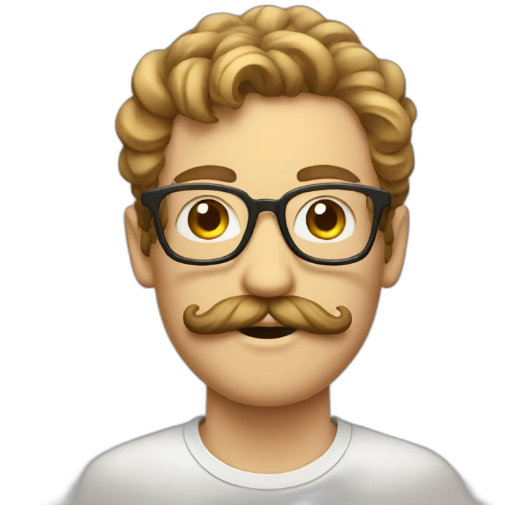 hipster guy with glasses and swirly mustache emoji