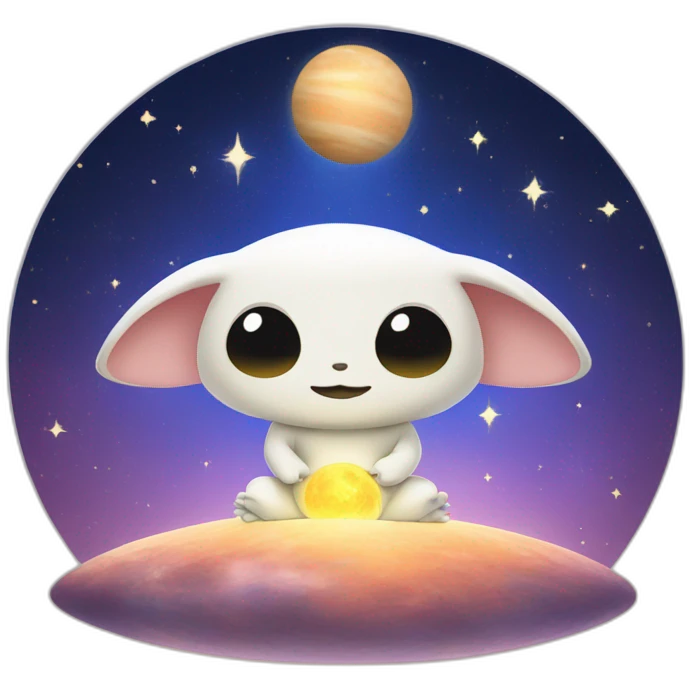 Grogu Cosmic méditation with planet emoji
