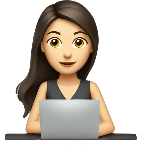 beautiful brunette working compute emoji