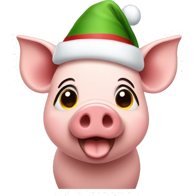 Pig with a Christmas hat emoji