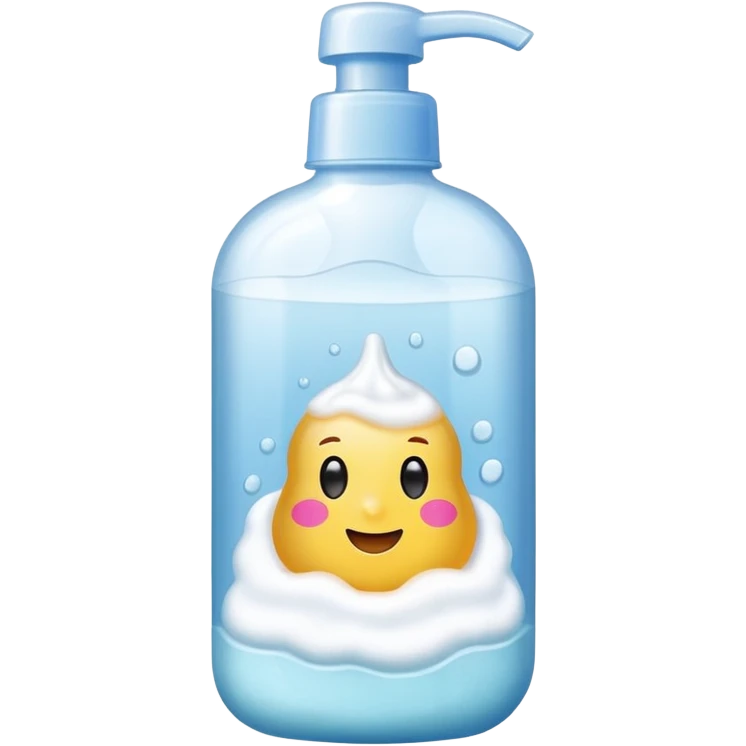 Bottle with a sticker for bath foam   emoji