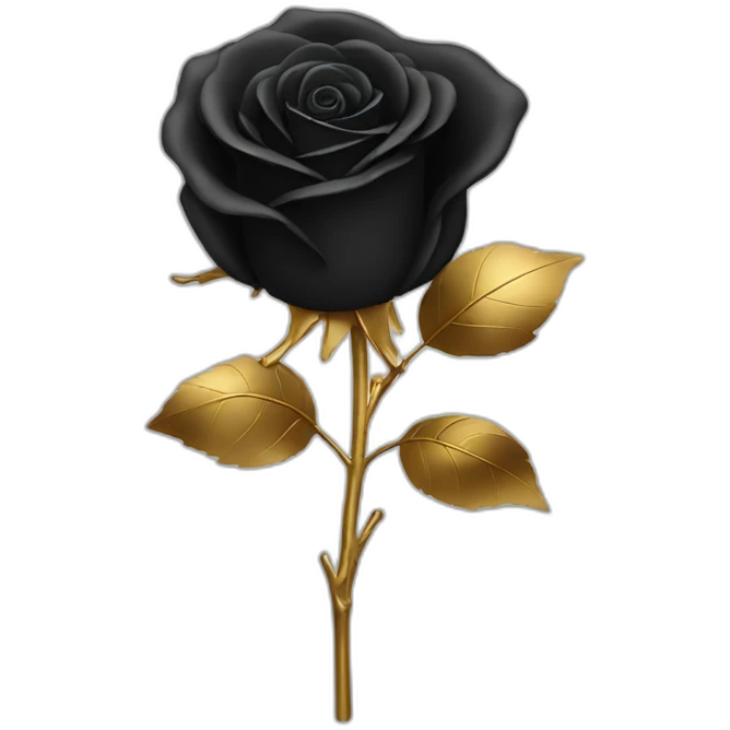 Black rose with gold stem emoji