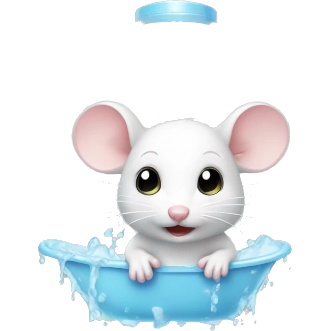 Cute white mouse taking a shower emoji
