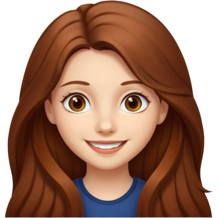create a girl with chestnut colored long hair, hazel eyes and beautiful smile emoji