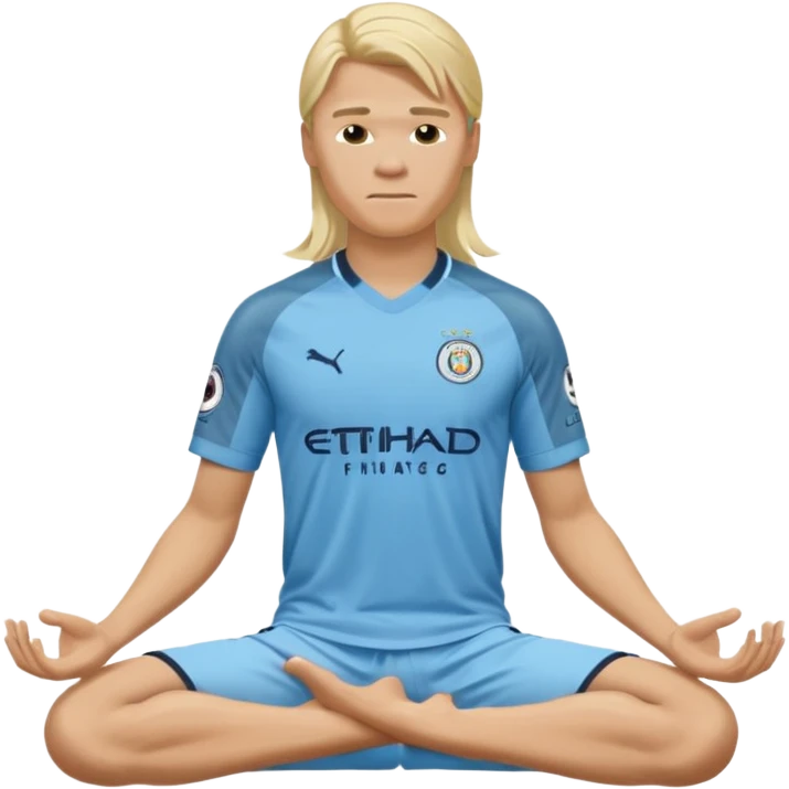 Erling Haaland long hair doing the lotus Manchester city  emoji