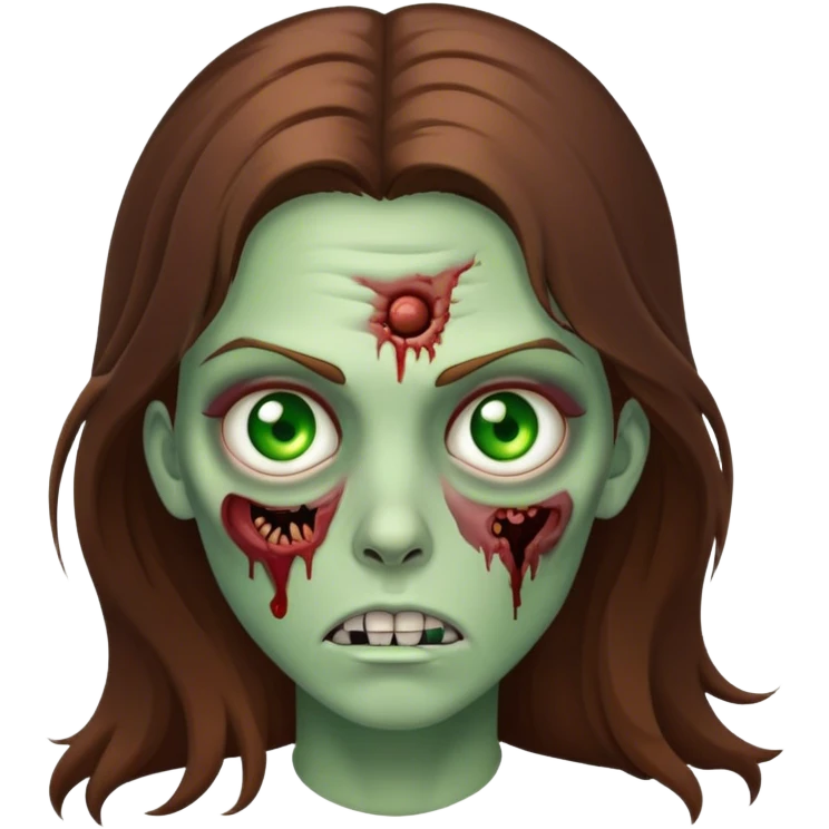 a zoombie with long brown hair and green eyes  emoji