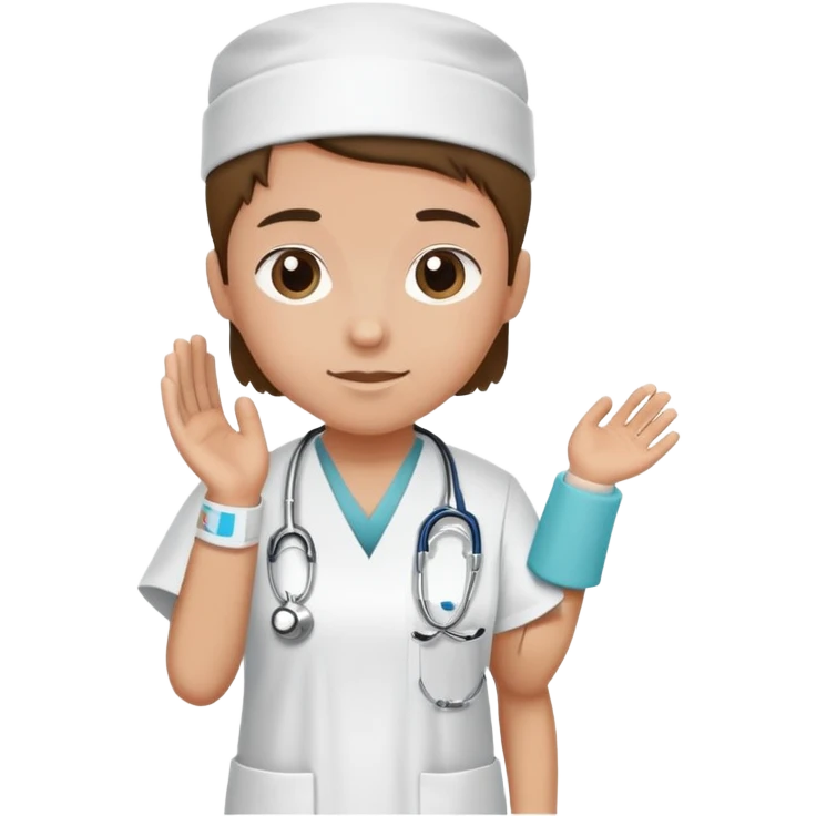 patient in a hospital gown with a medical wristband emoji