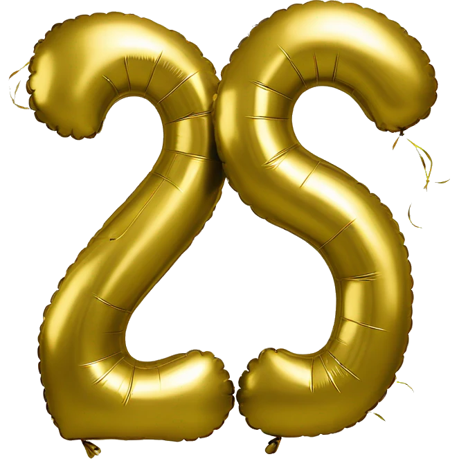 The number 30 as Gold foil balloons emoji