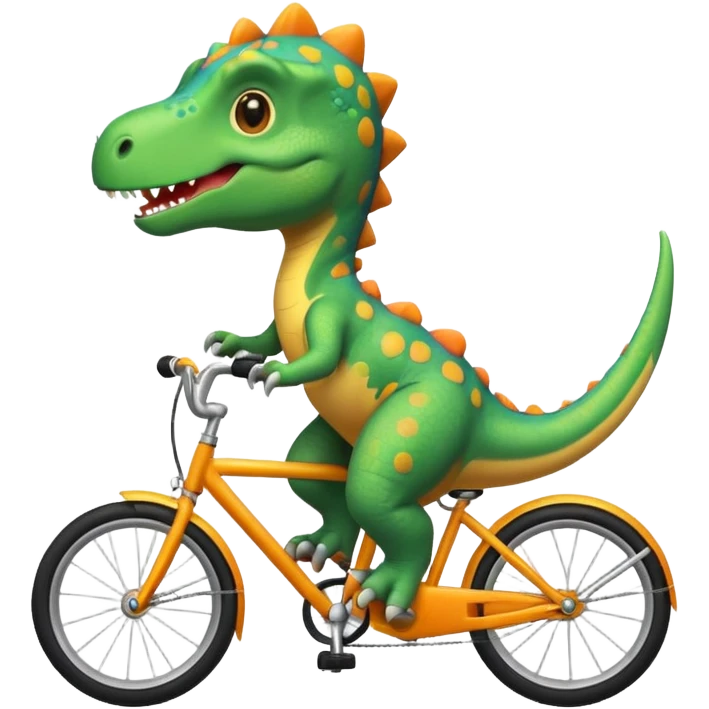 Cute dinosaur riding a bike  emoji