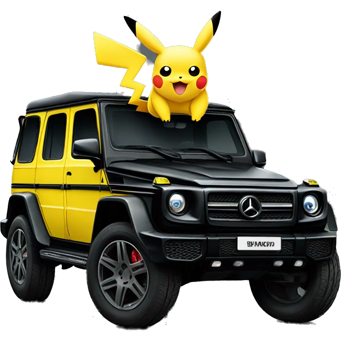 Pikachu on a black g wagon emoji
