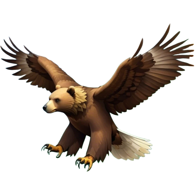 Collage of wild animals: a majestic bear in a lush green forest, a soaring eagle in the sky. A vibrant and detailed nature scene, capturing the beauty of wildlife. Transparent background. emoji