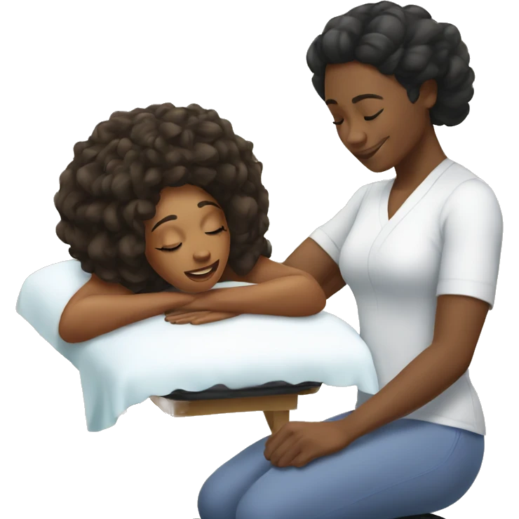 Pretty Black woman getting massage emoji