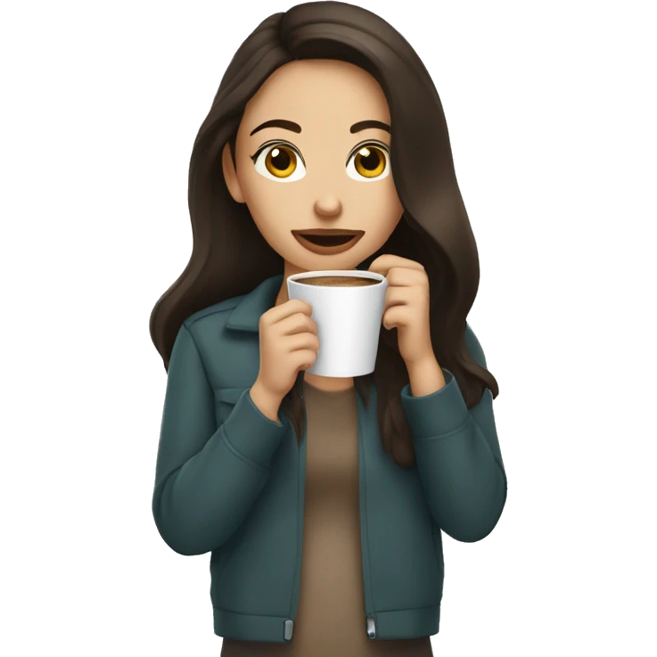 Brunette girl sipping coffee eyes closed  emoji