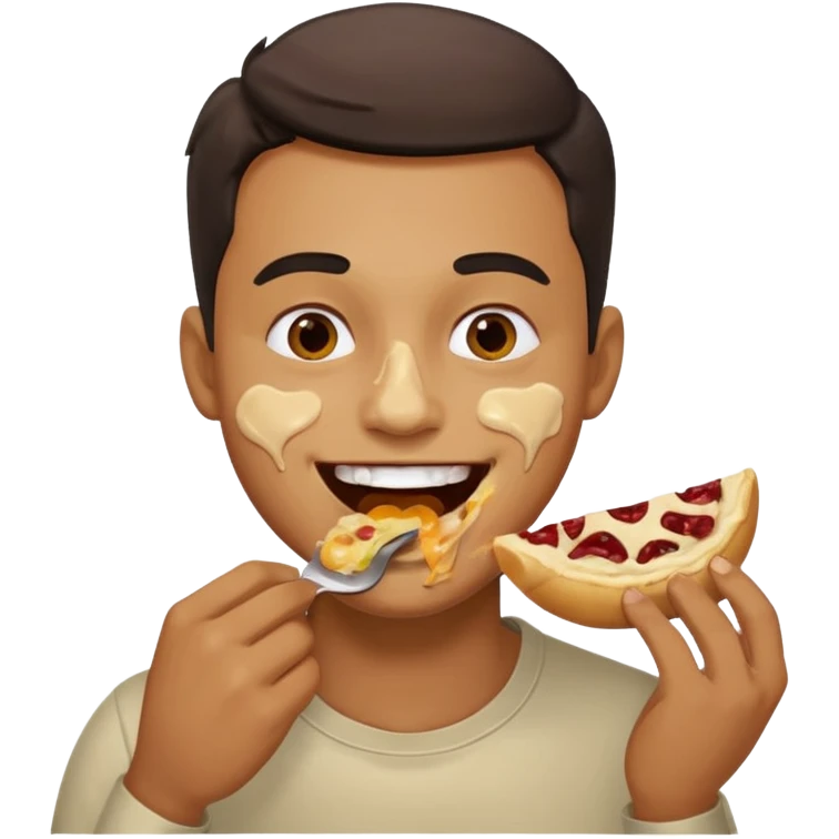 Create a sticker in which a man 6 is hand by denoting other friend that have you eaten in  face emoji