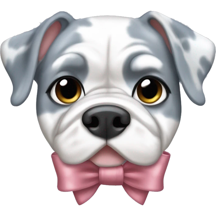 Blue Merle bulldog with bows emoji