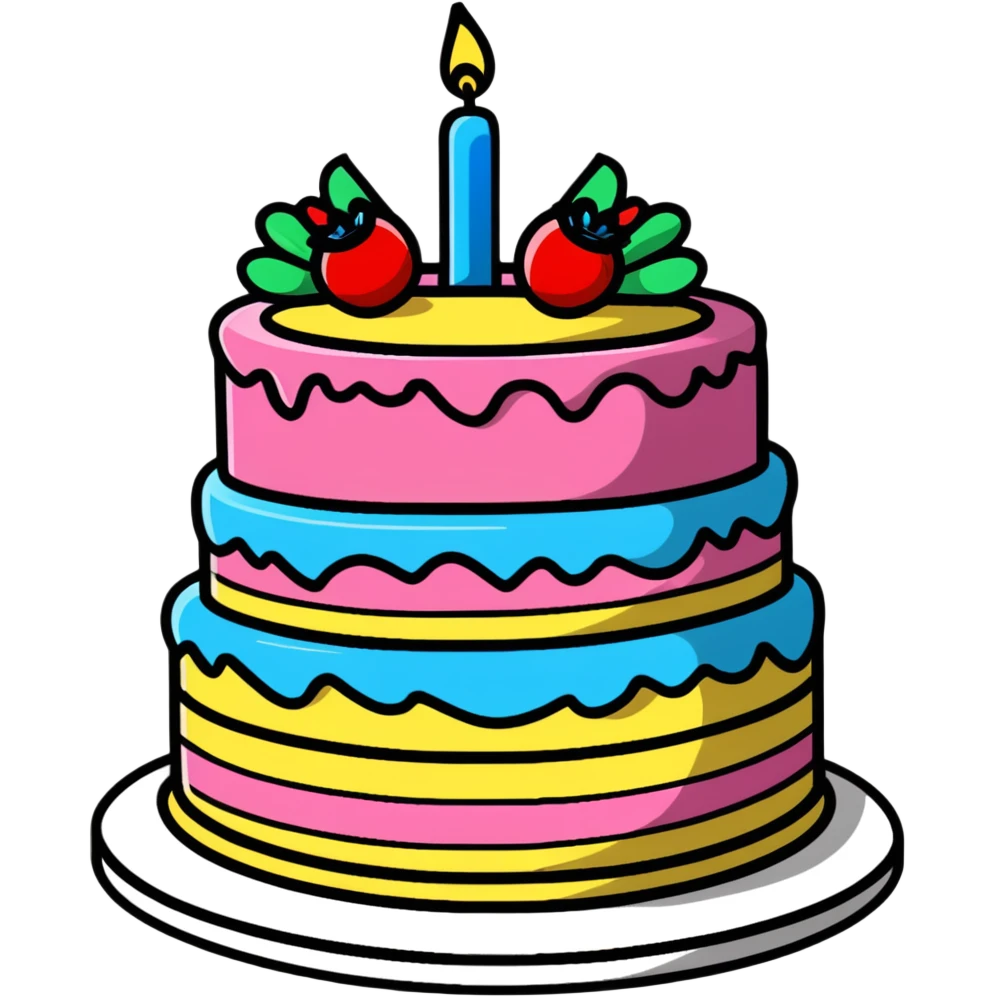 colorful birthday cake with a slice missing, showing layers inside emoji