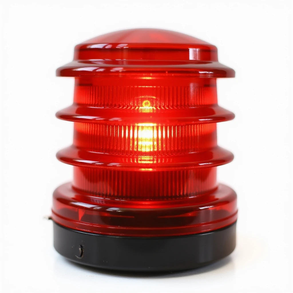 red rotating warning light, realistic, glowing, isolated, no text emoji