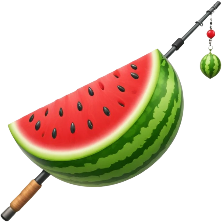 Watermelon on the end of a fishing rod emoji