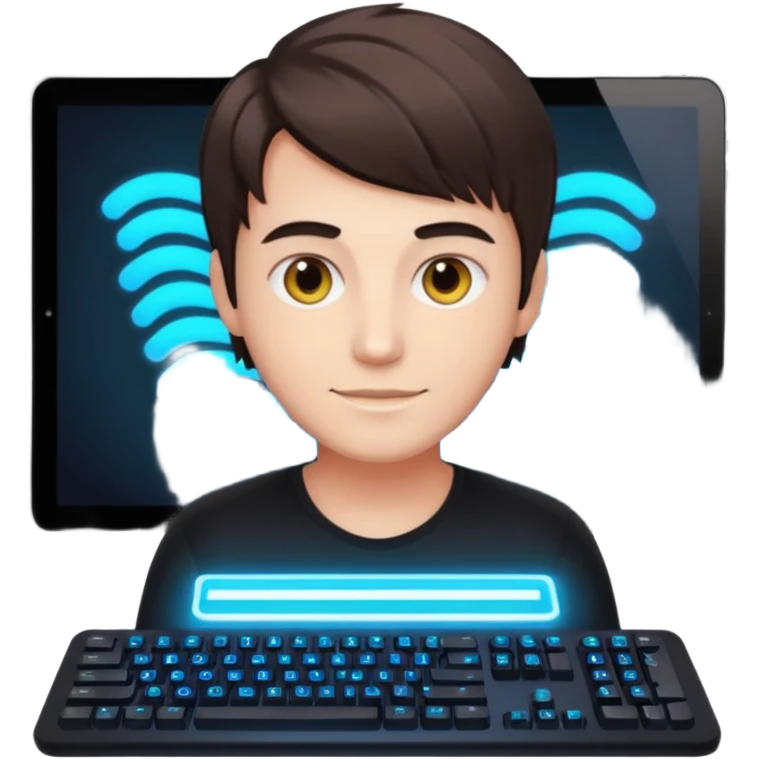 Streamer with glowing keyboard












 emoji