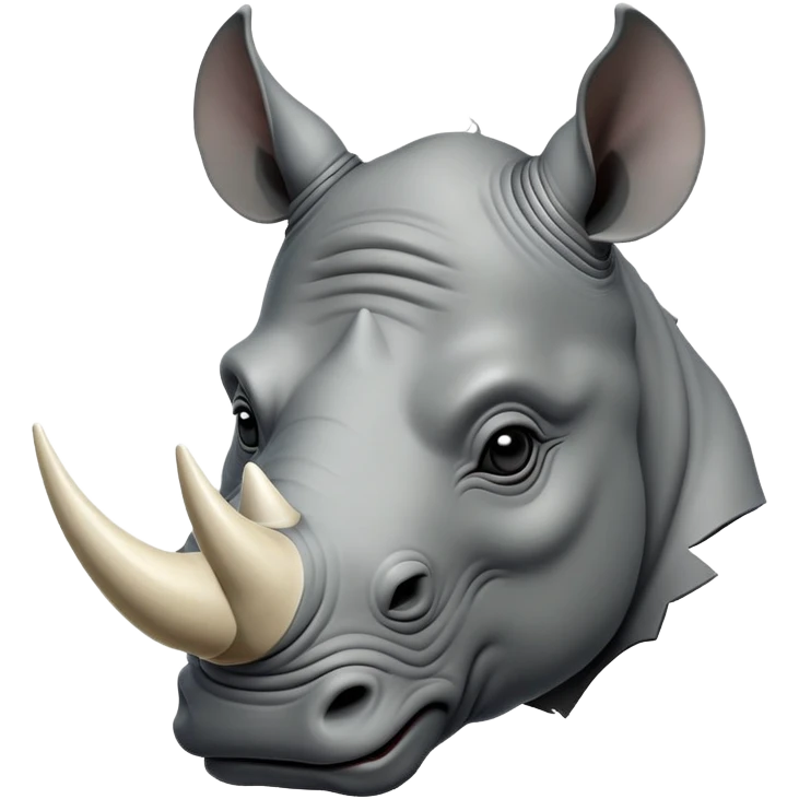 cinematic-noble--rhinoceros-portrait-emoji,slate-grey-hide--poised-and-regal,-with-a-massive,-powerful-build-and-a-thick, ivory horn, -deep-set-soulful-piercing-eyes,-simplified-yet-sharp-and-sophisticated-features,-highly-detailed,-large-black-eyes, zoomed out showing shoulders emoji