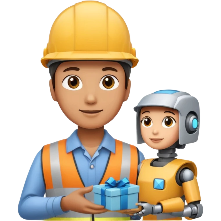 robot gift with an  worker emoji
