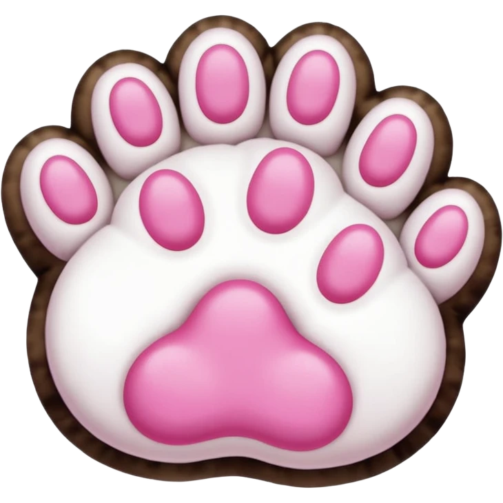 white cat fluffy paw, from the bottom, vivid pink toe beans, cute emoji