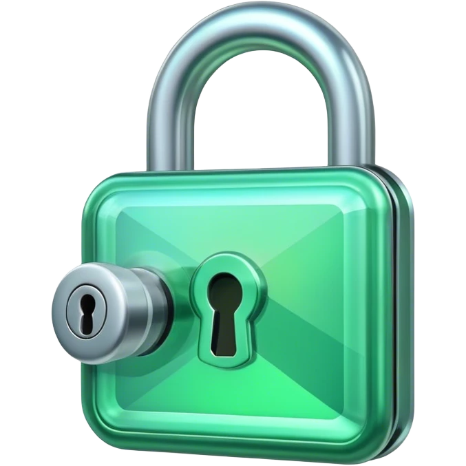 Holographic and glassmorphic green lock emoji
