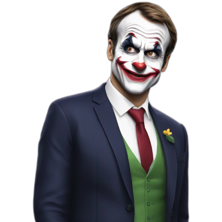 Emmanuel Macron déguisé en Joker emoji