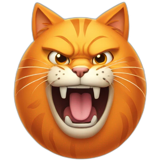 big orange cat with angry face emoji