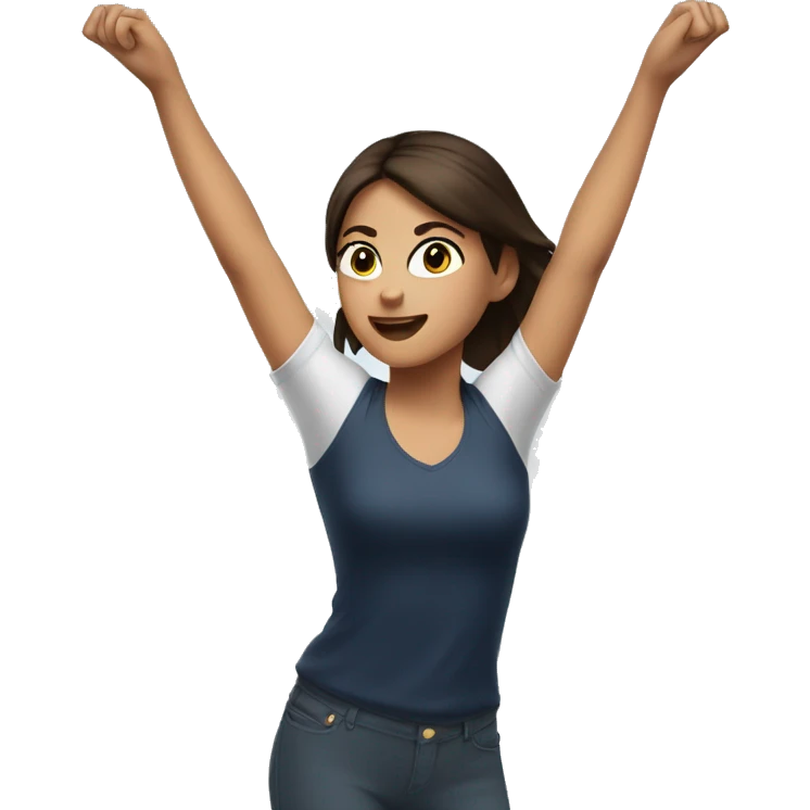 girl brunette with arms up in the air emoji