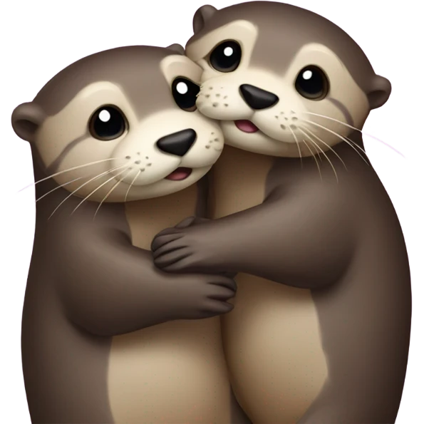 An Otter Couple hugging each other with love emoji