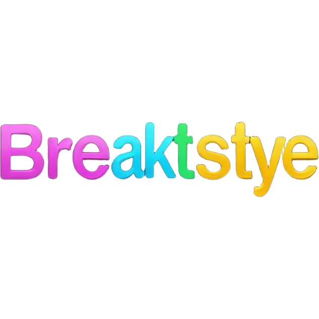 un gif texte qui défile  "BREAKSTYLEZ TV"  change de couleur sur fond noir emoji