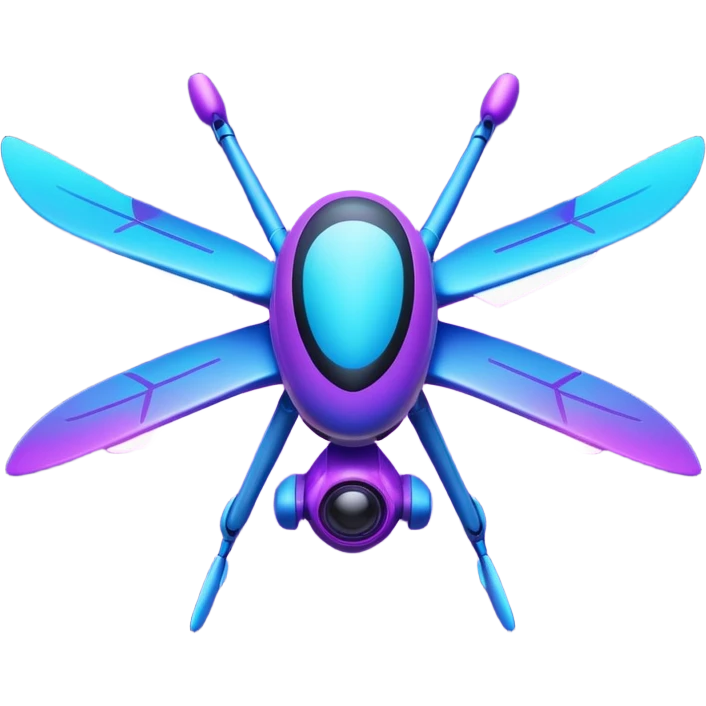 Galaxy drone emoji, with 4 wings cosmic purple blue gradient, glowing stars texture, neon propellers, 3D glossy, futuristic, transparent background. emoji