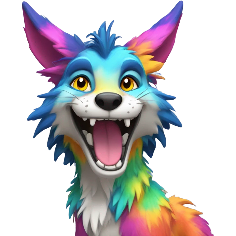 colorful Feral Sergal Fursona emoji